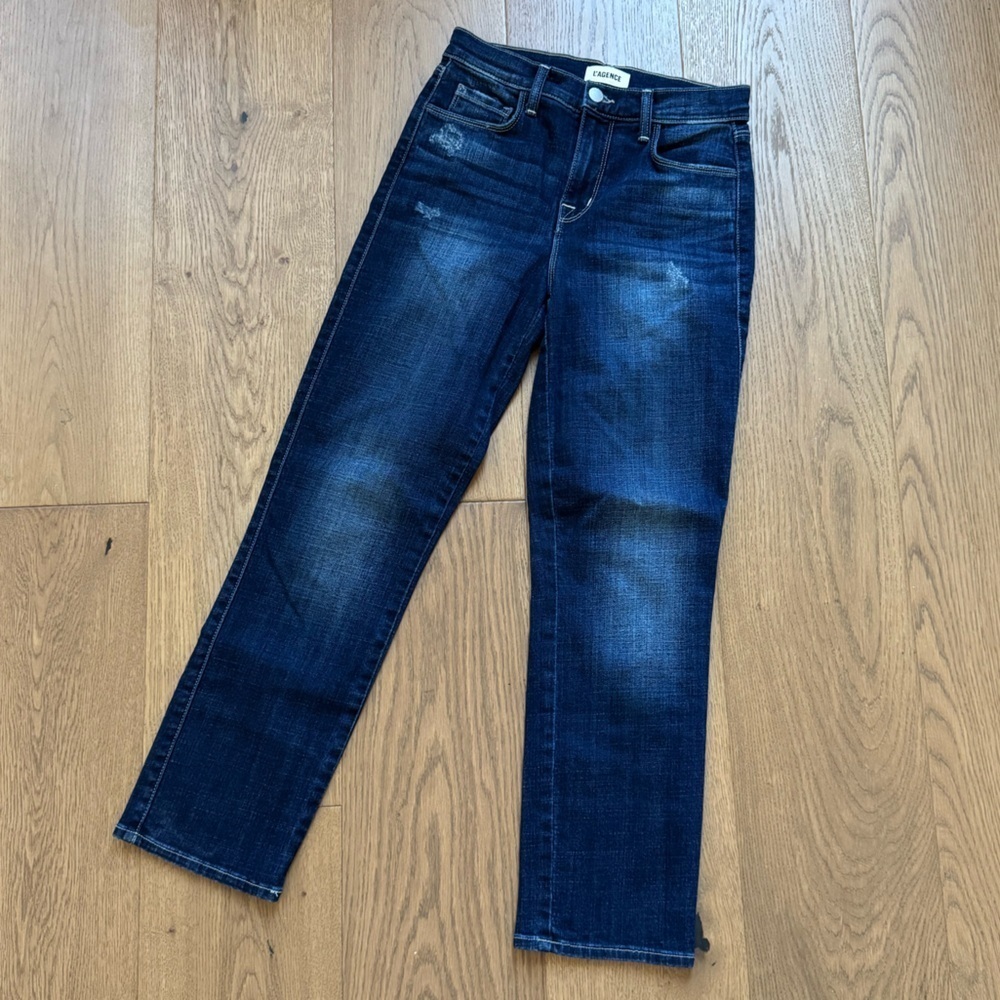 L’Agence Alexia High Rise Crop Denim Jean - Dark Blue - Size 25 - Like New